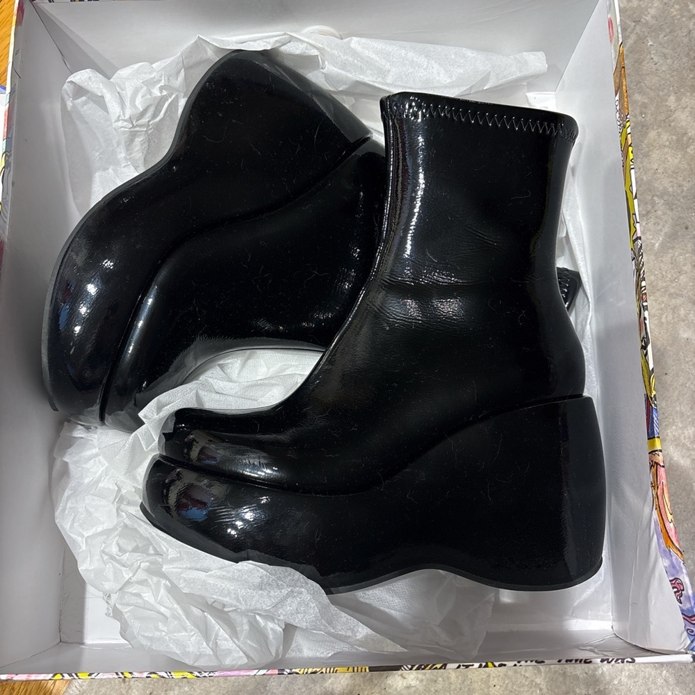 Jeffrey Campbell Glossy Black Platform Heeled Boots